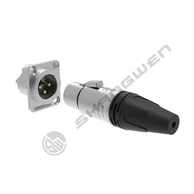 Indoor Panel Mount Chassis Microphone Mini XLR Audio Connector 3-Pin Male Socket Made of Zinc Alloy IP44 Rated D-Type Shape