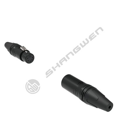 Black IP40 Indoor Audio Cable Plug with 5-Pin XLR Female Connector 3.5mm Gold Connector Shell Plating High Quality Connectors
