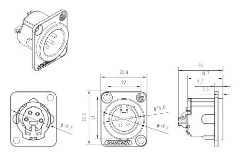 New XLR 4-Pin Female Socket IP40 Indoor Audio Video Cable Connector with Solder Adapter and Jack Lead Cable Connector