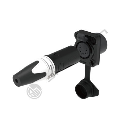 Outdoor Audio Waterproof 5-Pin XLR Female Jack Socket Connector Panel Mount with Sealed Rubber Jacket for Power Applications