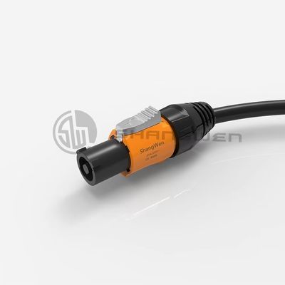 Outdoor Orange Black Powercon Cable IP65 3 Pole Power In/Out Connectors Female for LED Screen Copper Conductor Industrial