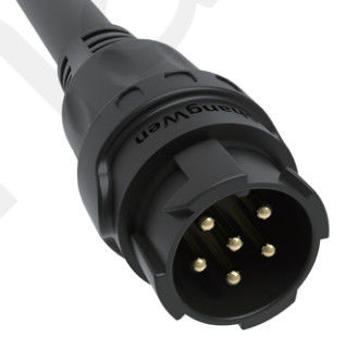 6pin Black M19 Waterproof Connector 15A اللحام المنسوج بشكل مفرط من سبيكة الألومنيوم القشرة النيلون IP67