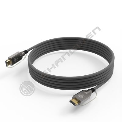 2.1 HD وصلة منفذ كابل الألياف الضوئية TPU قشرة الفولاذ المقاوم للصدأ 304 أنبوب مدرع شريحة خط السيليكون 4K 60Hz 8K 144Hz OD 6.0mm