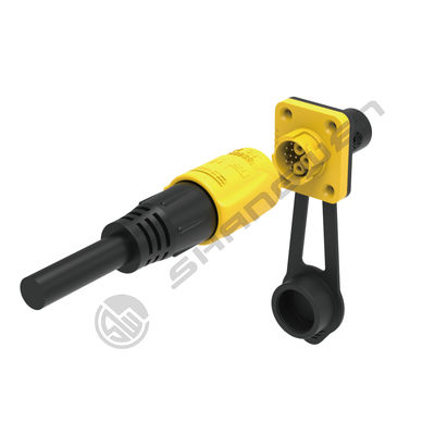 Aluminum Alloy Shell M19 Connector 12pin Yellow 20A Solder Overmolded Nylon IP67
