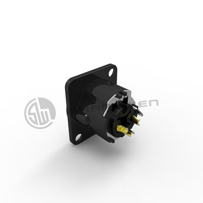 Indoor Panel Mount Chassis Microphone Mini XLR Audio Connector 3-Pin Male Socket Made of Zinc Alloy IP44 Rated D-Type Shape