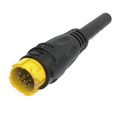 M19 رابط 9pin الأصفر 5A اللحام فوق الصبغ سبائك الألومنيوم قذيفة نايلون IP67
