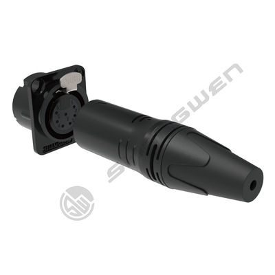 مقبس كابل صوت داخلي IP40، موصل XLR أنثى بـ 7 سنون مع موصل 3.5 ملم مطلي بالذهب وقشرة متينة