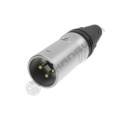 معدات الصوت والفيديو 10A مقياس XLR ذكر مع موجات اتصال مائية فضية مطلية ومشبك خيوط DMX