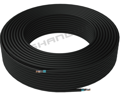 كابل شبكة إيثرنت Cat5E FTP نحاسي عاري أسود 24AWG 26AWG Cat5e 305M محمي مجدول 24AWG 305M كابل شبكات FTP