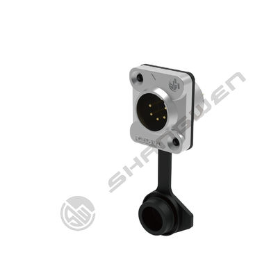Outdoor Audio Waterproof 5-Pin XLR Female Jack Socket Connector Panel Mount with Sealed Rubber Jacket for Power Applications
